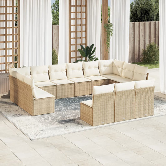 13-delige Loungeset met kussens poly rattan beige is nu te koop bij PeponiXL, paradijselijk wonen!