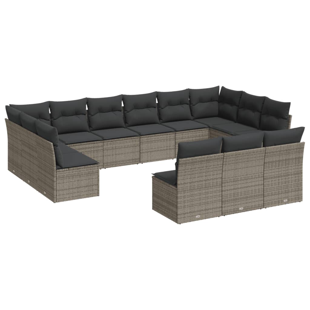 13-delige Loungeset met kussens poly rattan grijs is nu te koop bij PeponiXL, paradijselijk wonen!