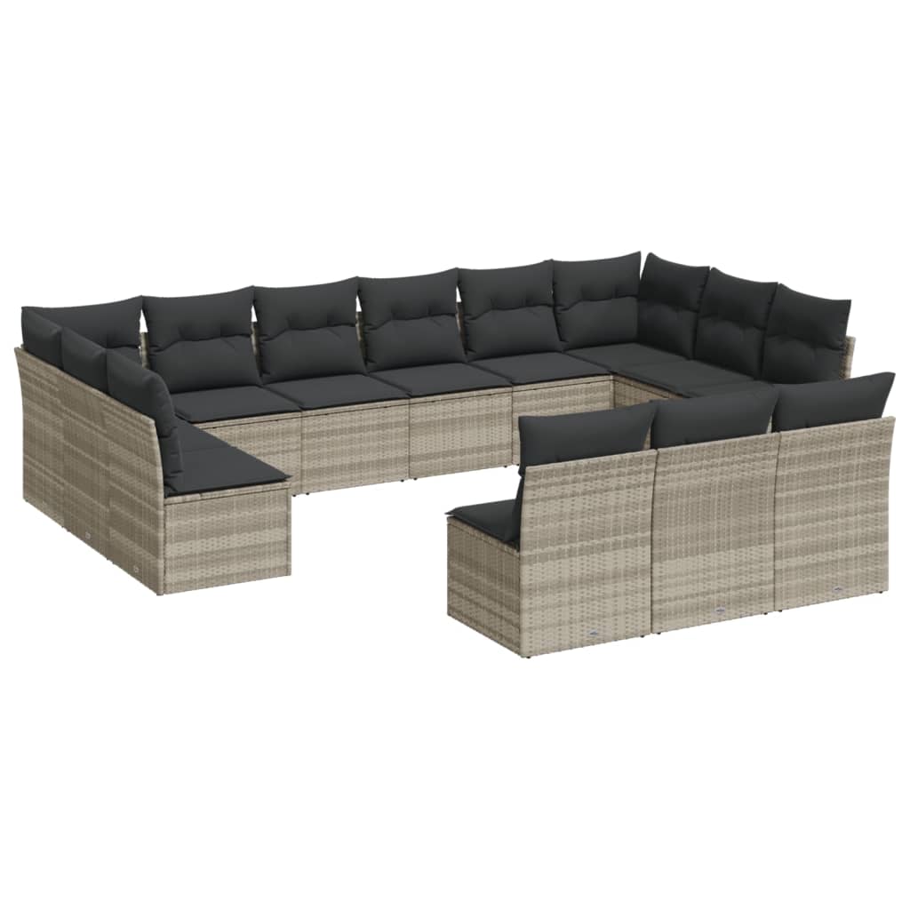 13-delige Loungeset met kussens poly rattan lichtgrijs is nu te koop bij PeponiXL, paradijselijk wonen!