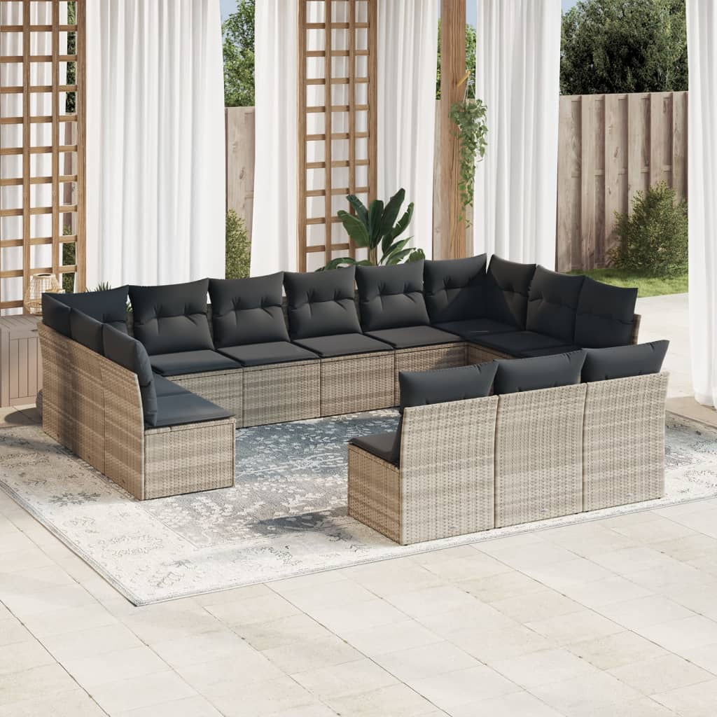 13-delige Loungeset met kussens poly rattan lichtgrijs is nu te koop bij PeponiXL, paradijselijk wonen!
