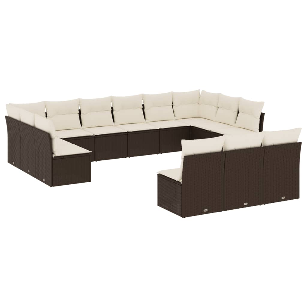 13-delige Loungeset met kussens poly rattan bruin is nu te koop bij PeponiXL, paradijselijk wonen!