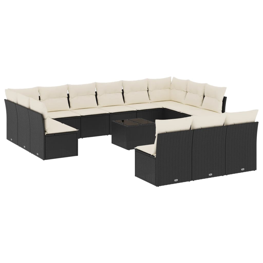 14-delige Loungeset met kussens poly rattan zwart is nu te koop bij PeponiXL, paradijselijk wonen!