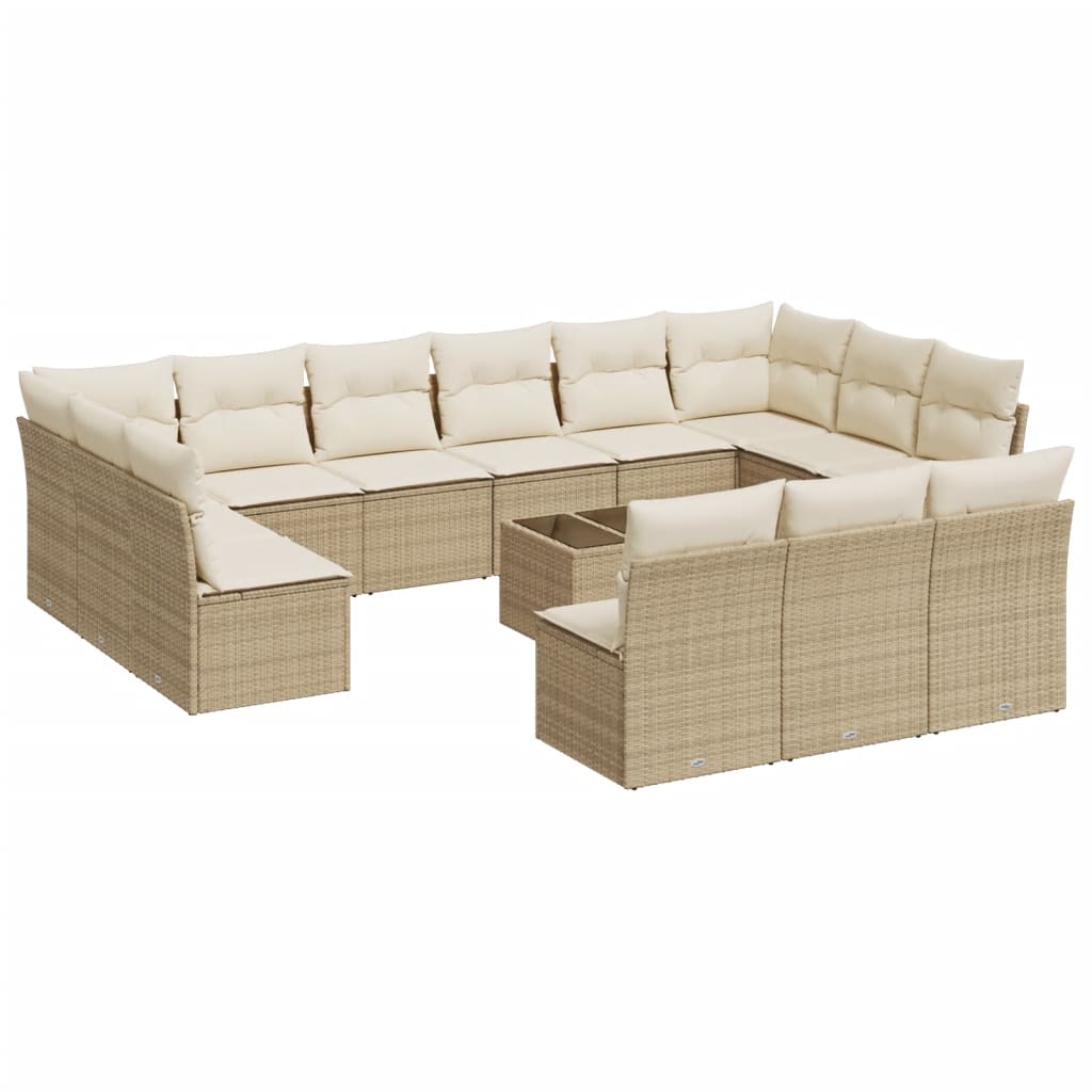 14-delige Loungeset met kussens poly rattan beige is nu te koop bij PeponiXL, paradijselijk wonen!