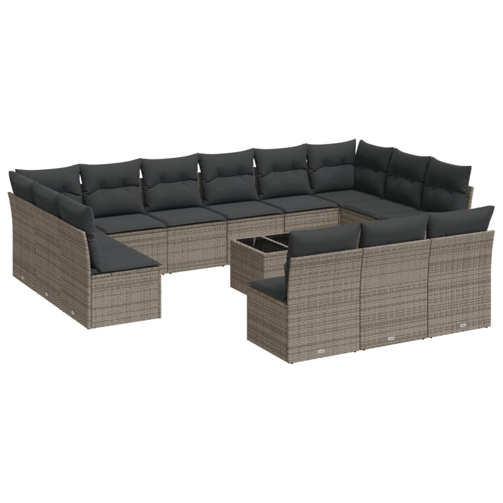 14-delige Loungeset met kussens poly rattan grijs is nu te koop bij PeponiXL, paradijselijk wonen!