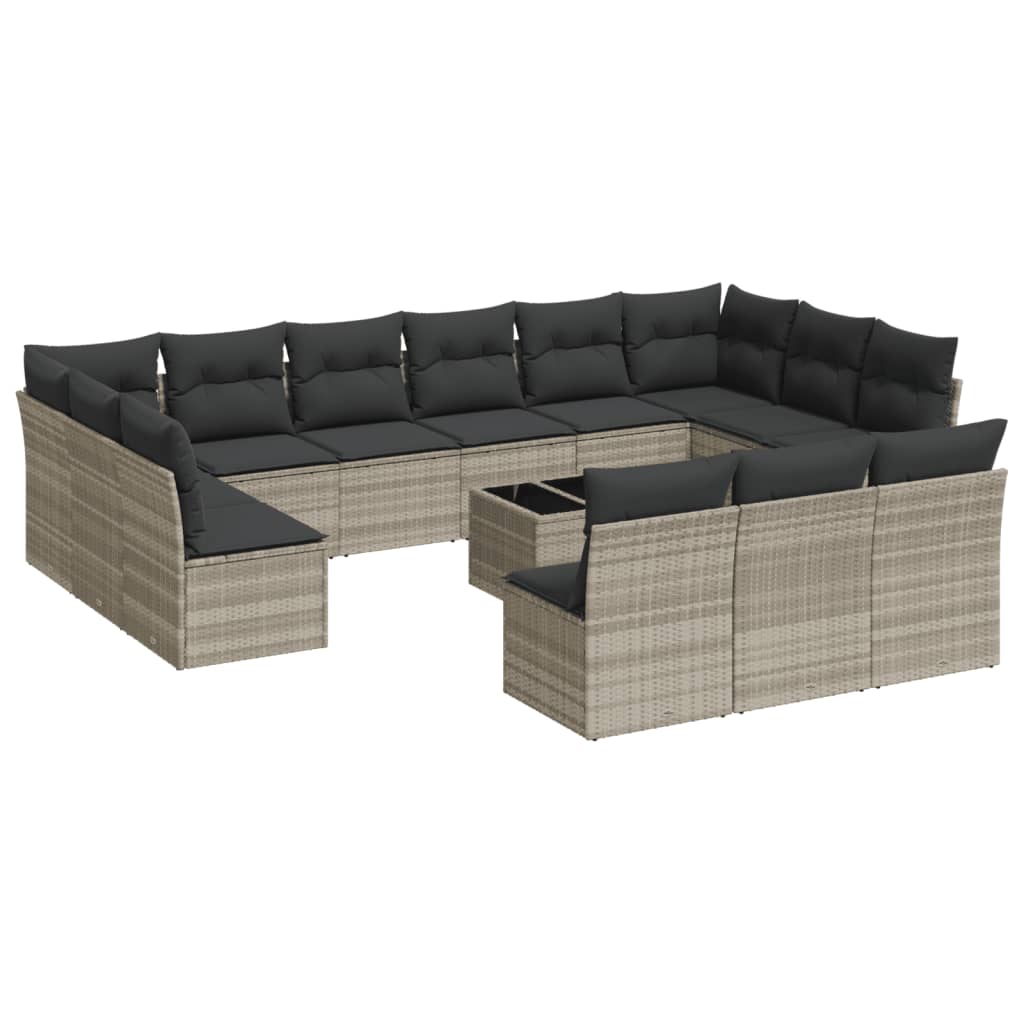 14-delige Loungeset met kussens poly rattan lichtgrijs is nu te koop bij PeponiXL, paradijselijk wonen!