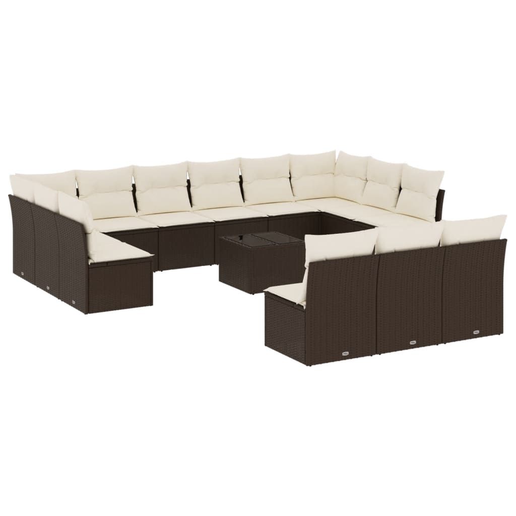 14-delige Loungeset met kussens poly rattan bruin is nu te koop bij PeponiXL, paradijselijk wonen!