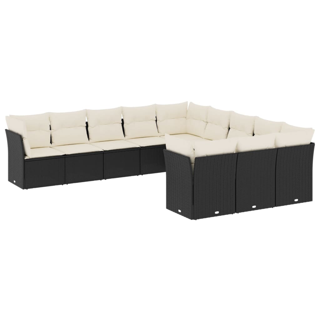 11-delige Loungeset met kussens poly rattan zwart is nu te koop bij PeponiXL, paradijselijk wonen!