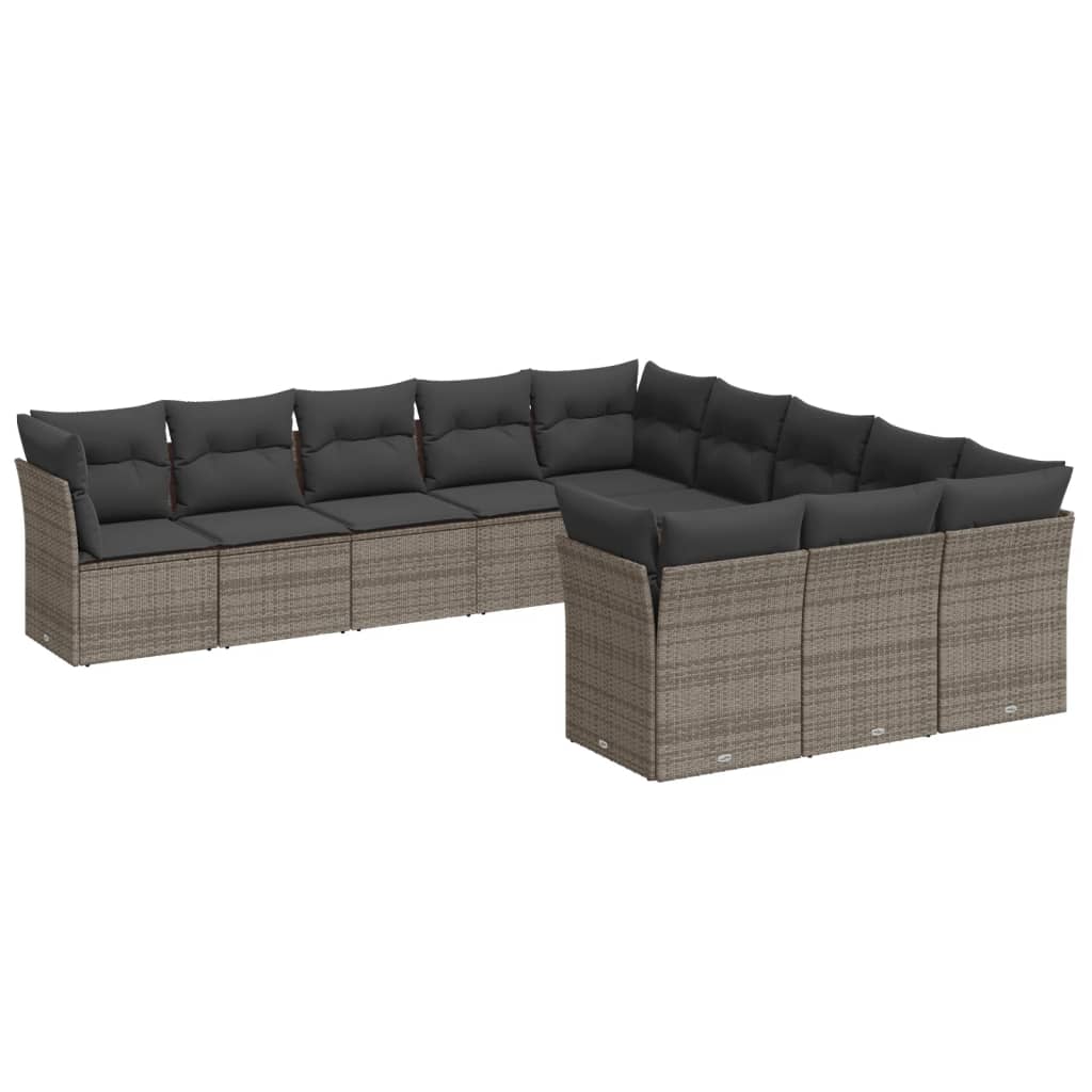 11-delige Loungeset met kussens poly rattan grijs is nu te koop bij PeponiXL, paradijselijk wonen!