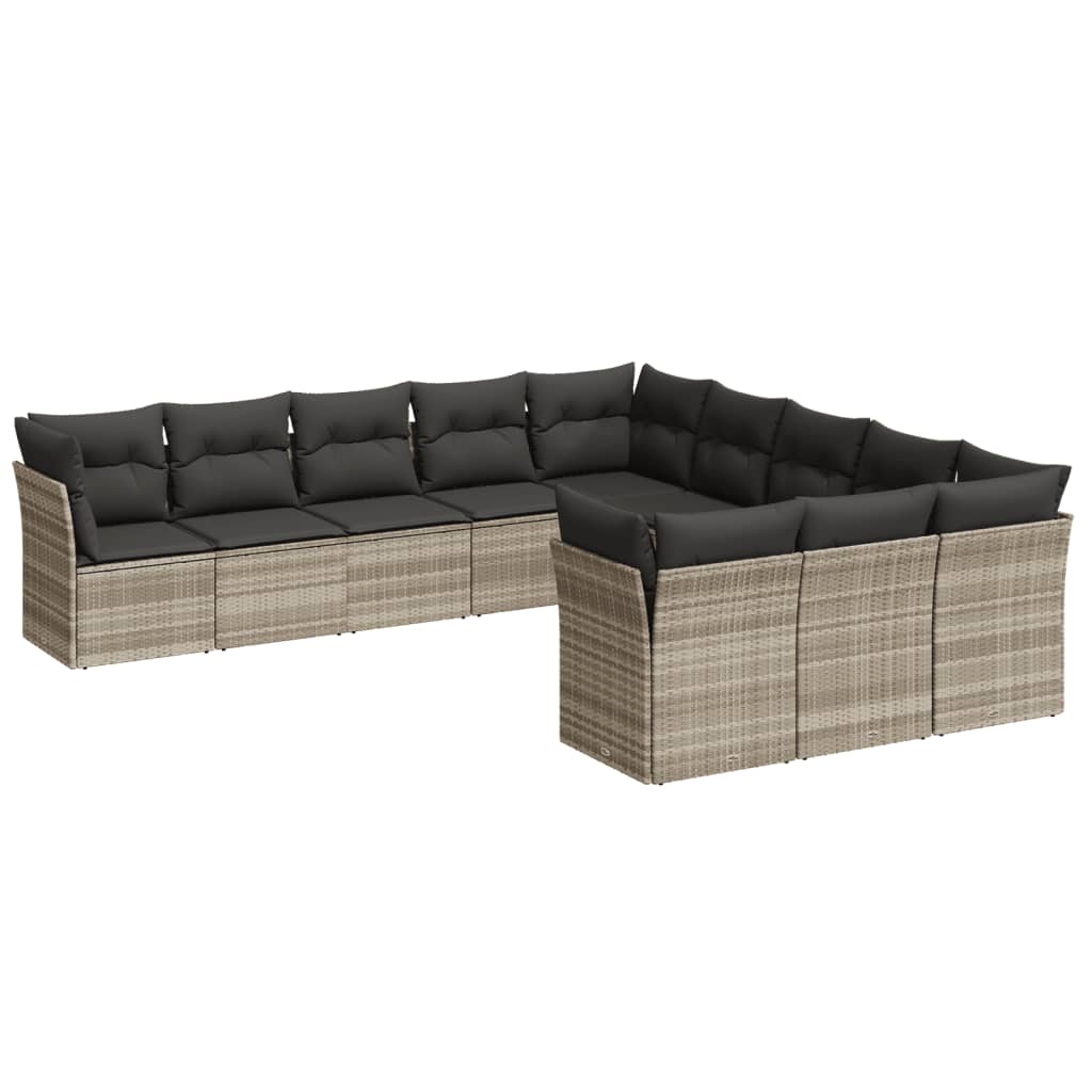 11-delige Loungeset met kussens poly rattan lichtgrijs is nu te koop bij PeponiXL, paradijselijk wonen!