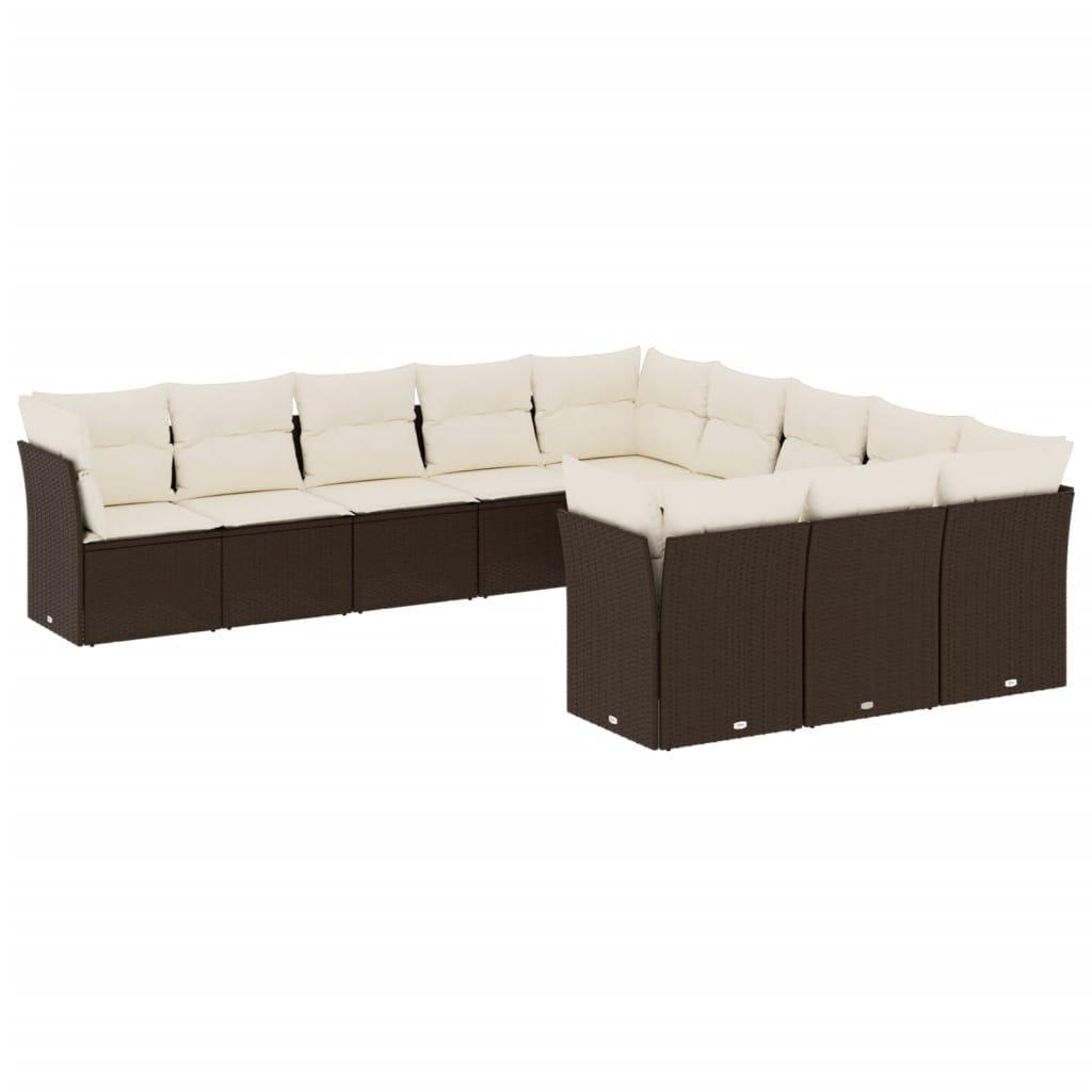 11-delige Loungeset met kussens poly rattan bruin is nu te koop bij PeponiXL, paradijselijk wonen!