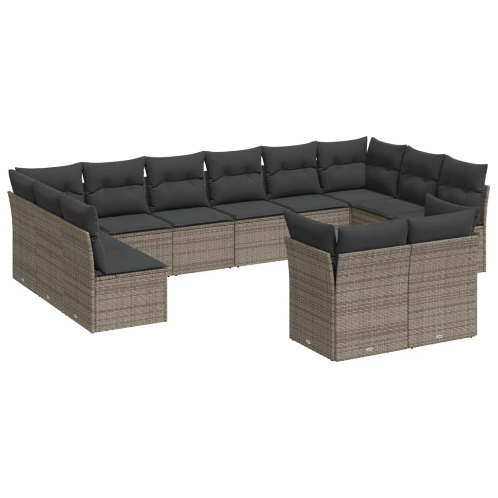 12-delige Loungeset met kussens poly rattan grijs is nu te koop bij PeponiXL, paradijselijk wonen!