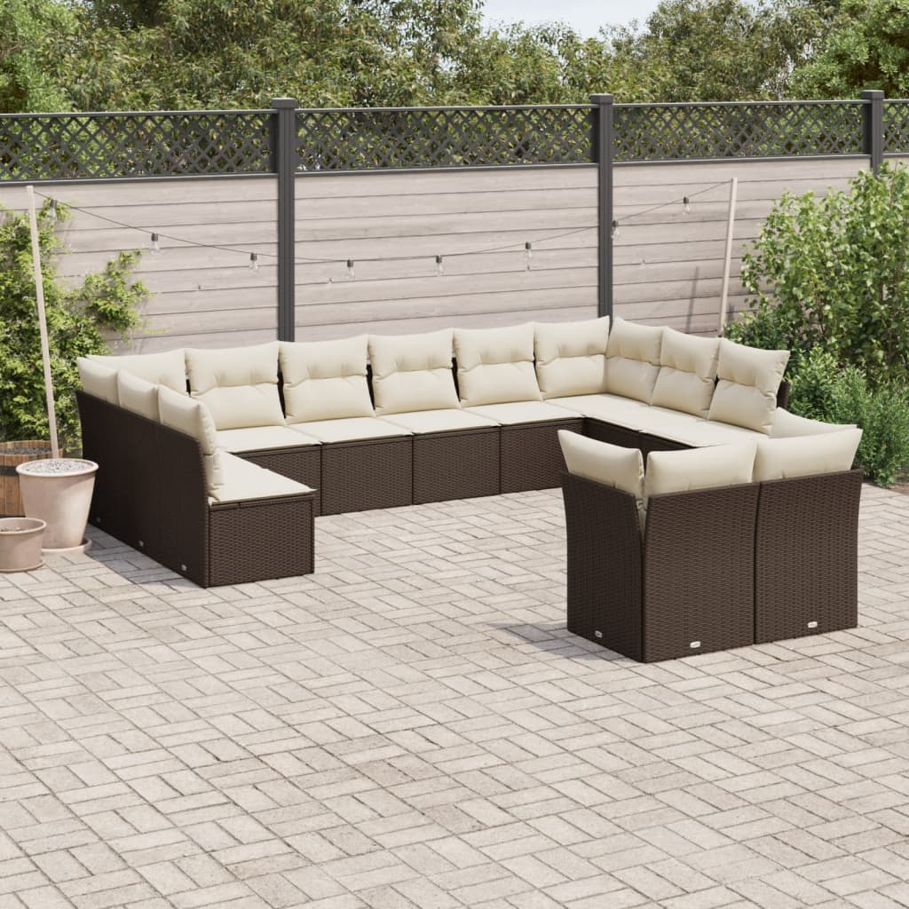 12-delige Loungeset met kussens poly rattan bruin is nu te koop bij PeponiXL, paradijselijk wonen!