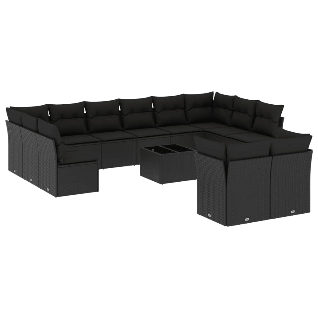 13-delige Loungeset met kussens poly rattan zwart is nu te koop bij PeponiXL, paradijselijk wonen!