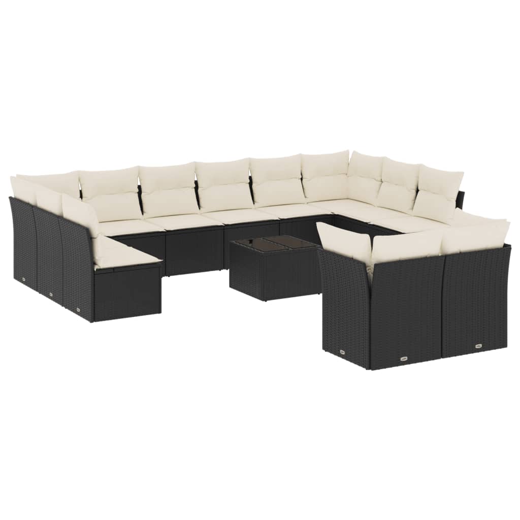 13-delige Loungeset met kussens poly rattan zwart is nu te koop bij PeponiXL, paradijselijk wonen!