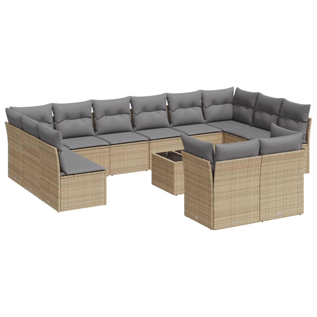 13-delige Loungeset met kussens poly rattan beige is nu te koop bij PeponiXL, paradijselijk wonen!