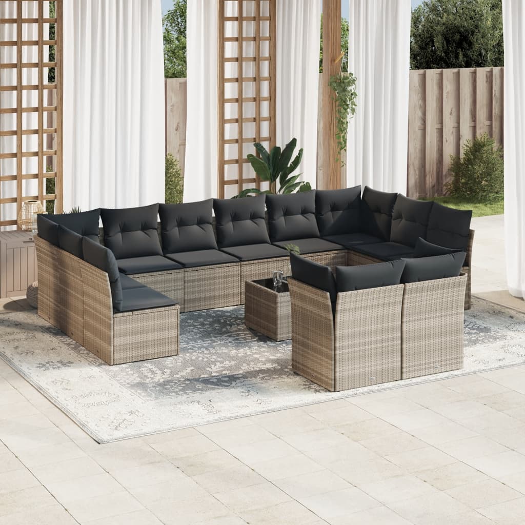 13-delige Loungeset met kussens poly rattan lichtgrijs is nu te koop bij PeponiXL, paradijselijk wonen!