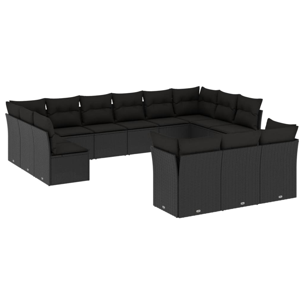 13-delige Loungeset met kussens poly rattan zwart is nu te koop bij PeponiXL, paradijselijk wonen!