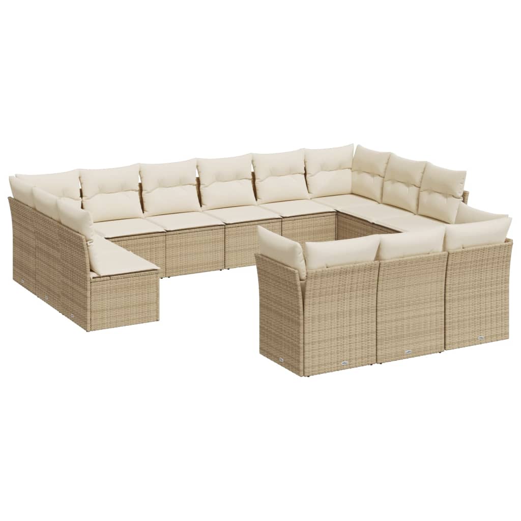 13-delige Loungeset met kussens poly rattan beige is nu te koop bij PeponiXL, paradijselijk wonen!