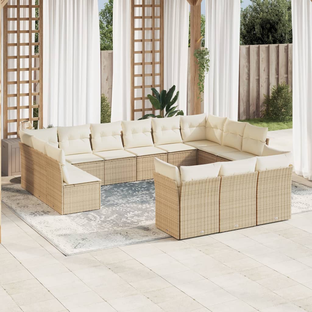 13-delige Loungeset met kussens poly rattan beige is nu te koop bij PeponiXL, paradijselijk wonen!