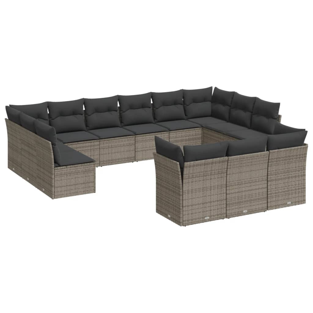 13-delige Loungeset met kussens poly rattan grijs is nu te koop bij PeponiXL, paradijselijk wonen!