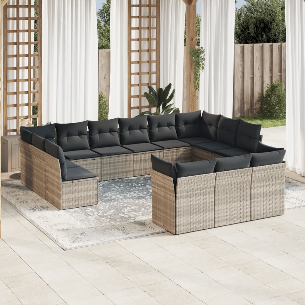 13-delige Loungeset met kussens poly rattan lichtgrijs is nu te koop bij PeponiXL, paradijselijk wonen!