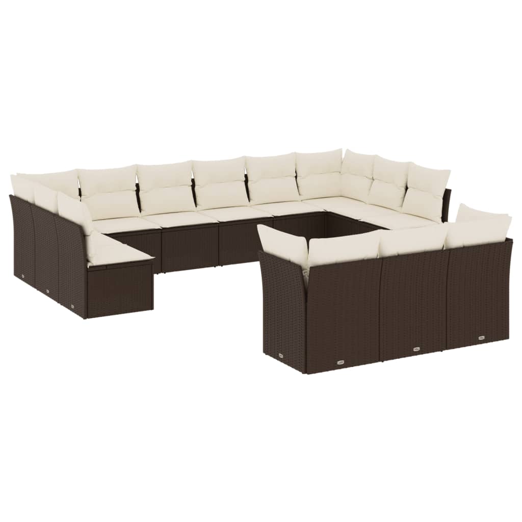 13-delige Loungeset met kussens poly rattan bruin is nu te koop bij PeponiXL, paradijselijk wonen!