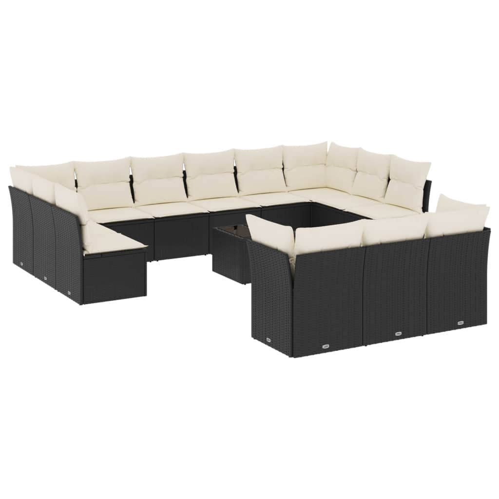 14-delige Loungeset met kussens poly rattan zwart is nu te koop bij PeponiXL, paradijselijk wonen!