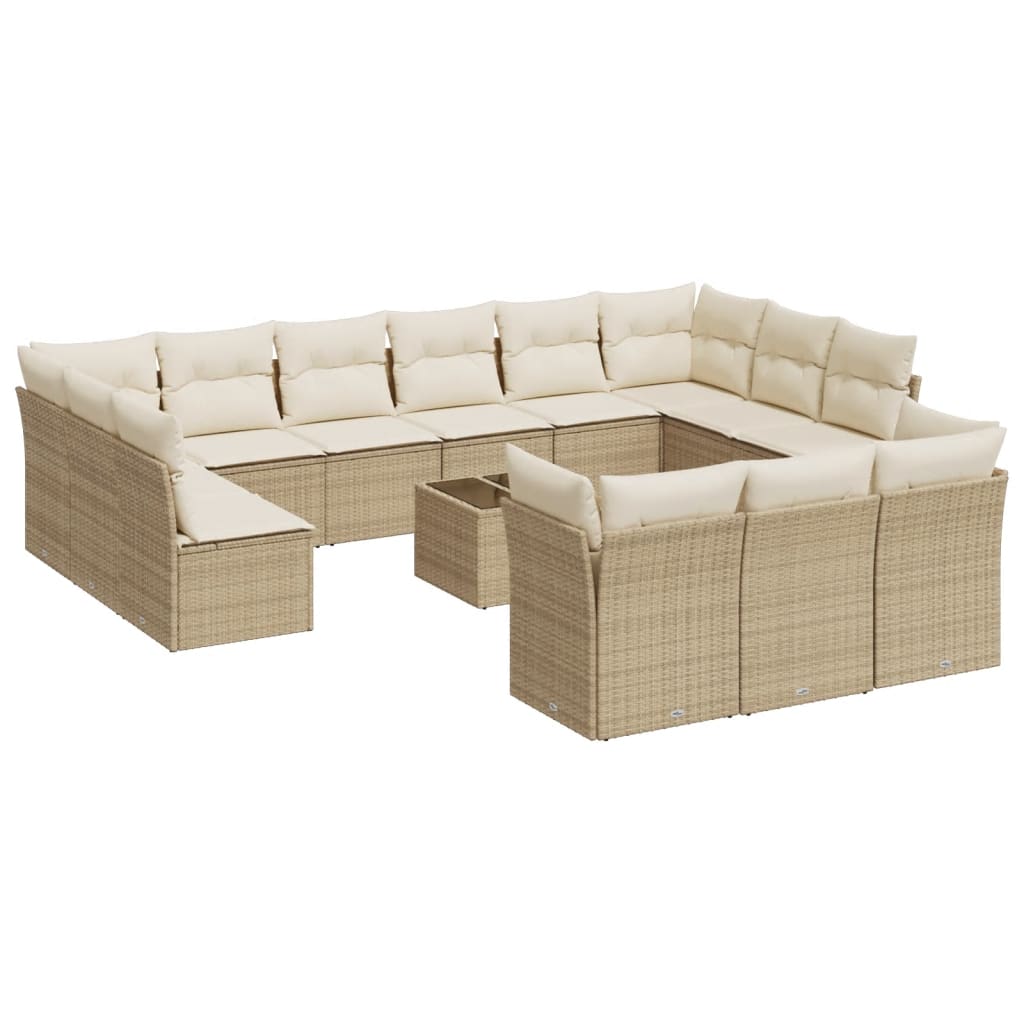 14-delige Loungeset met kussens poly rattan beige is nu te koop bij PeponiXL, paradijselijk wonen!