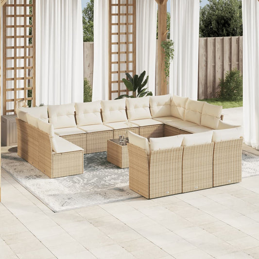 14-delige Loungeset met kussens poly rattan beige is nu te koop bij PeponiXL, paradijselijk wonen!