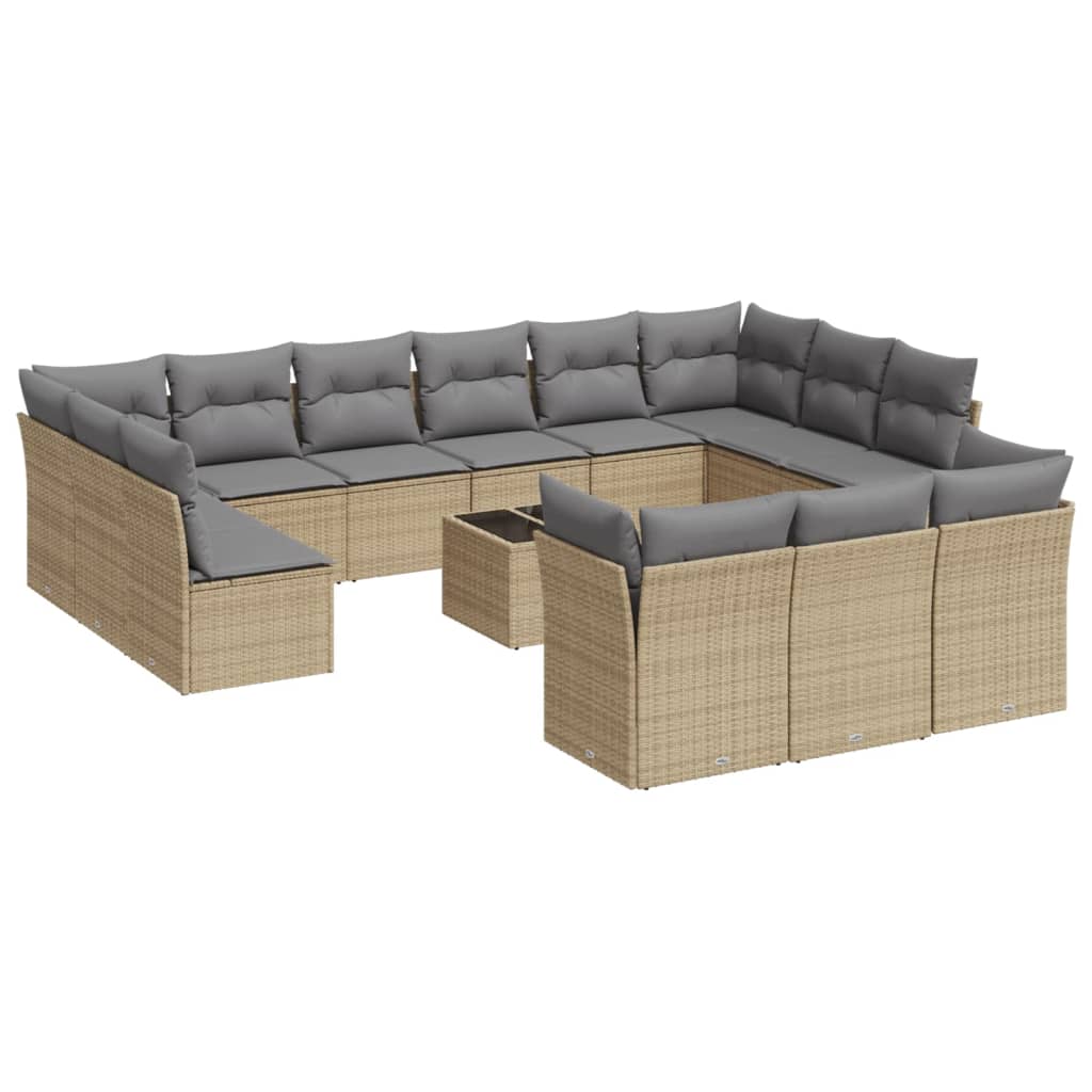 14-delige Loungeset met kussens poly rattan beige is nu te koop bij PeponiXL, paradijselijk wonen!