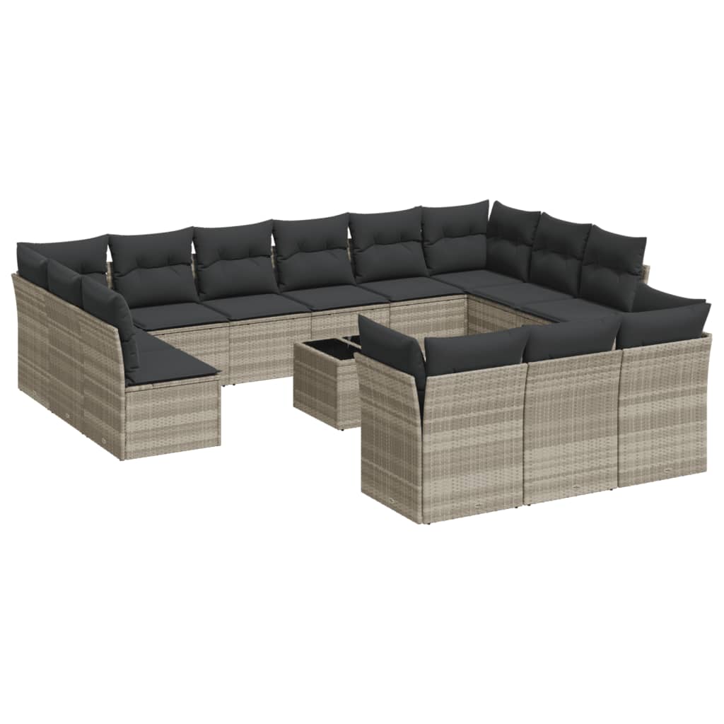 14-delige Loungeset met kussens poly rattan lichtgrijs is nu te koop bij PeponiXL, paradijselijk wonen!