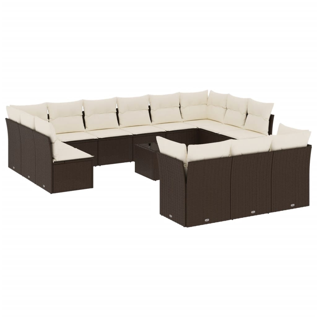 14-delige Loungeset met kussens poly rattan bruin is nu te koop bij PeponiXL, paradijselijk wonen!