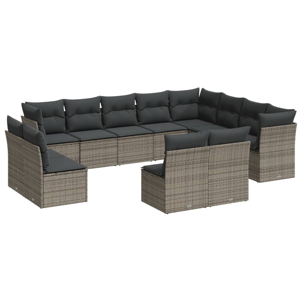 12-delige Loungeset met kussens poly rattan grijs is nu te koop bij PeponiXL, paradijselijk wonen!
