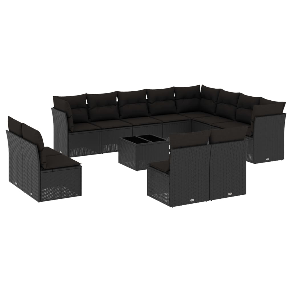 13-delige Loungeset met kussens poly rattan zwart is nu te koop bij PeponiXL, paradijselijk wonen!