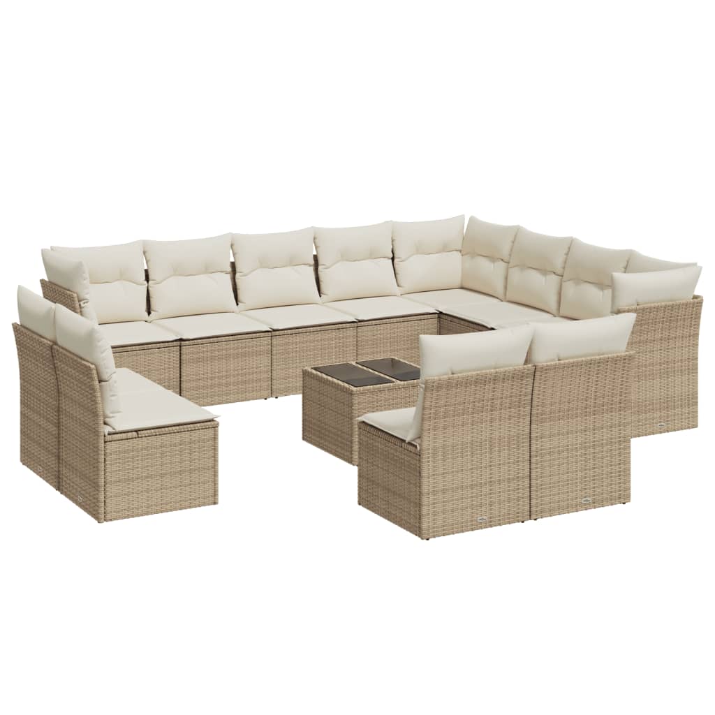 13-delige Loungeset met kussens poly rattan beige is nu te koop bij PeponiXL, paradijselijk wonen!