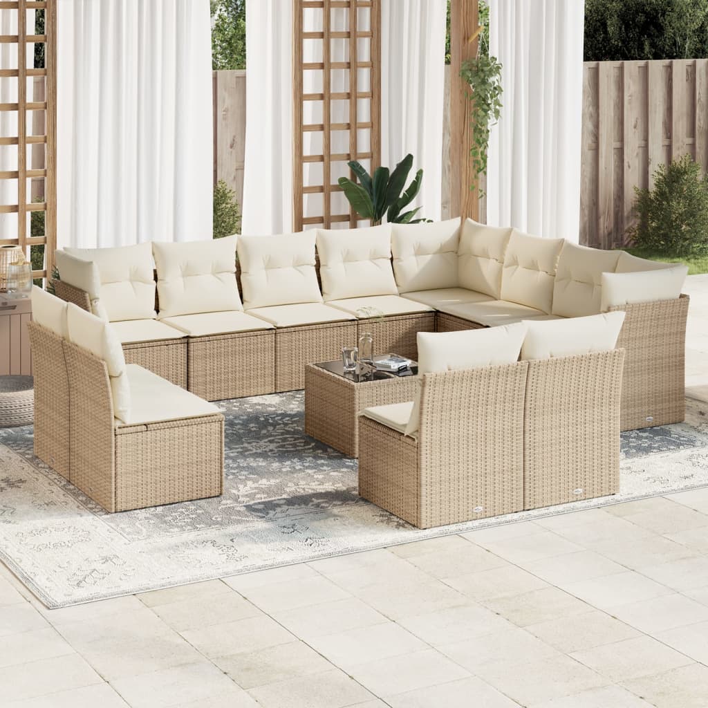 13-delige Loungeset met kussens poly rattan beige is nu te koop bij PeponiXL, paradijselijk wonen!