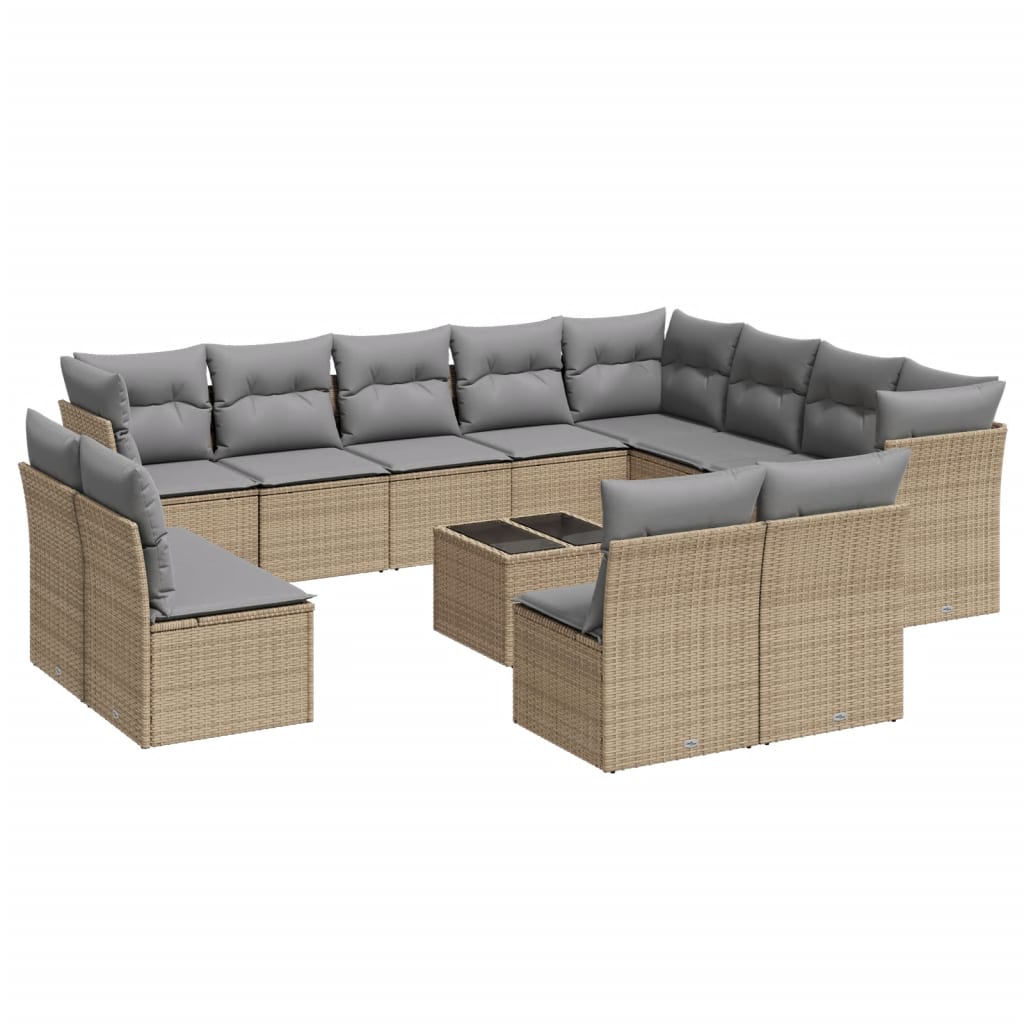 13-delige Loungeset met kussens poly rattan beige is nu te koop bij PeponiXL, paradijselijk wonen!