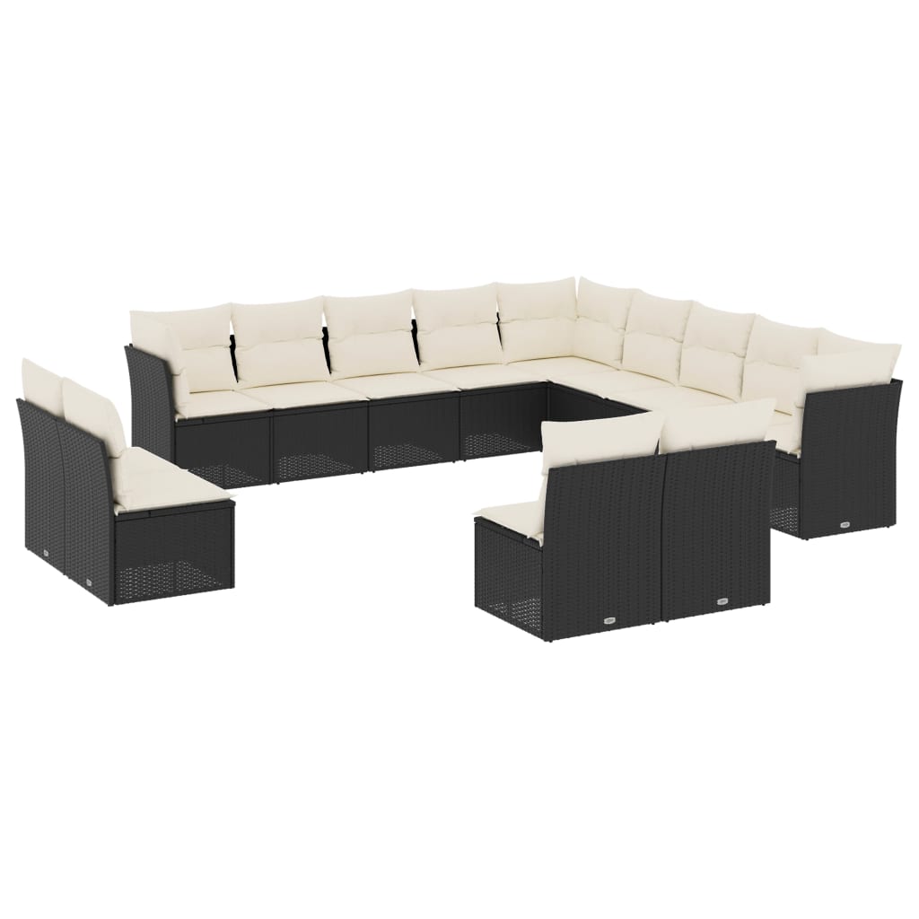 13-delige Loungeset met kussens poly rattan zwart is nu te koop bij PeponiXL, paradijselijk wonen!