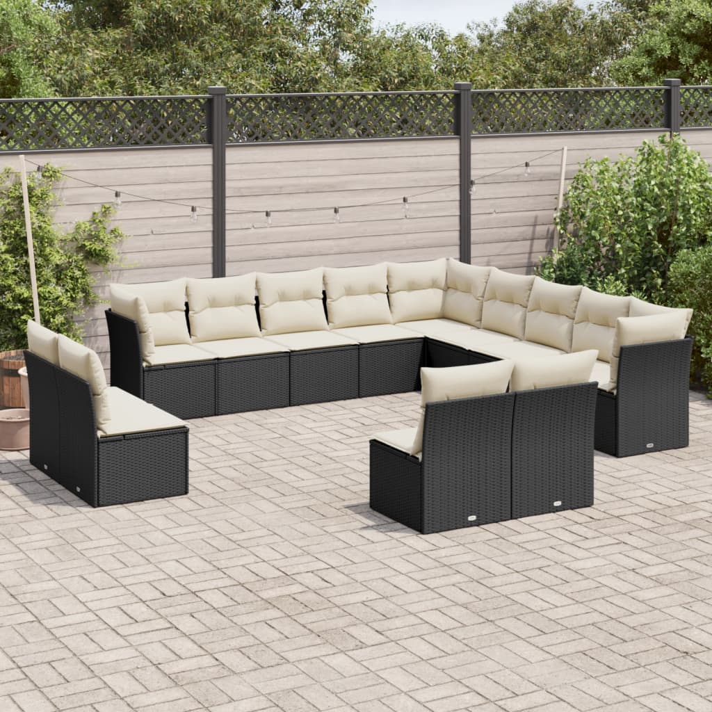13-delige Loungeset met kussens poly rattan zwart is nu te koop bij PeponiXL, paradijselijk wonen!