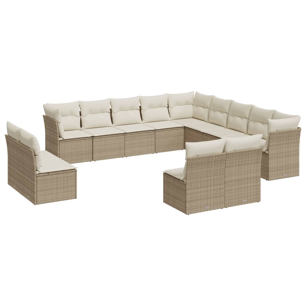 13-delige Loungeset met kussens poly rattan beige is nu te koop bij PeponiXL, paradijselijk wonen!