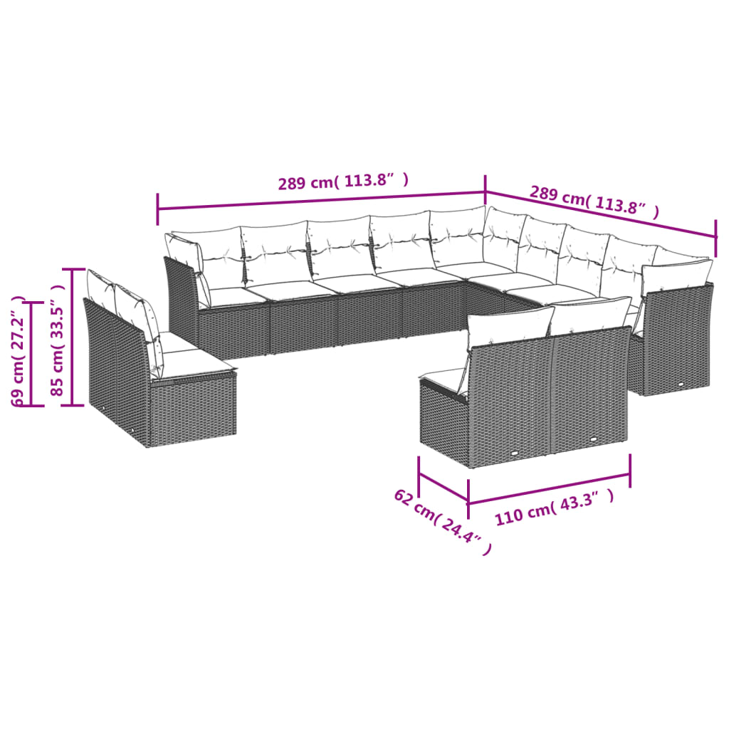 13-delige Loungeset met kussens poly rattan beige is nu te koop bij PeponiXL, paradijselijk wonen!