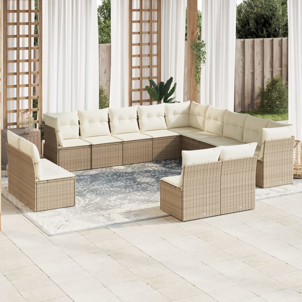 13-delige Loungeset met kussens poly rattan beige is nu te koop bij PeponiXL, paradijselijk wonen!