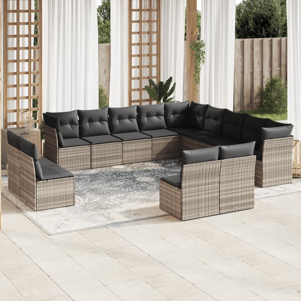 13-delige Loungeset met kussens poly rattan lichtgrijs is nu te koop bij PeponiXL, paradijselijk wonen!