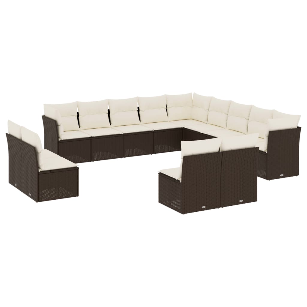 13-delige Loungeset met kussens poly rattan bruin is nu te koop bij PeponiXL, paradijselijk wonen!