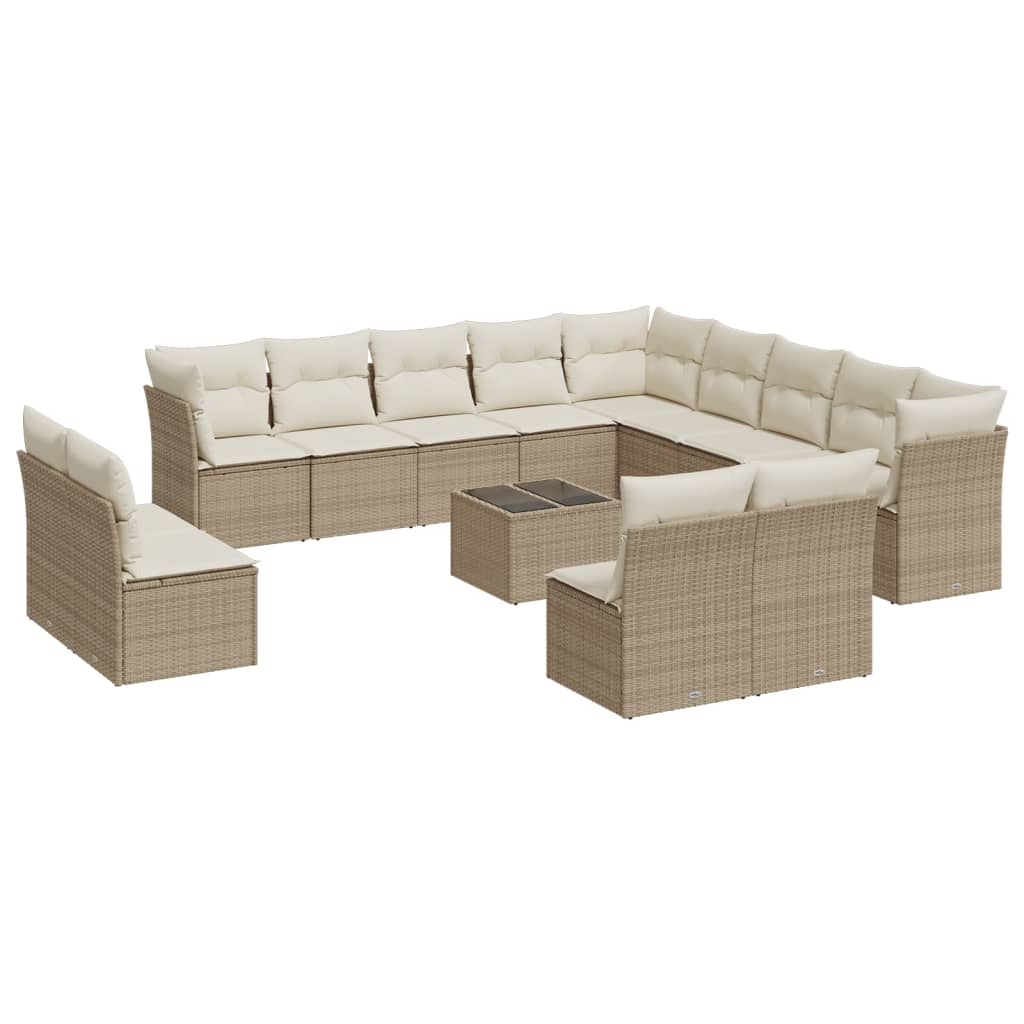14-delige Loungeset met kussens poly rattan beige is nu te koop bij PeponiXL, paradijselijk wonen!