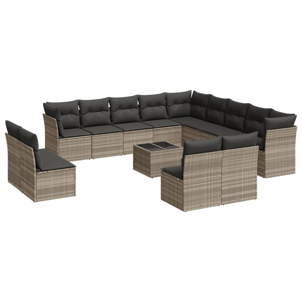14-delige Loungeset met kussens poly rattan lichtgrijs is nu te koop bij PeponiXL, paradijselijk wonen!