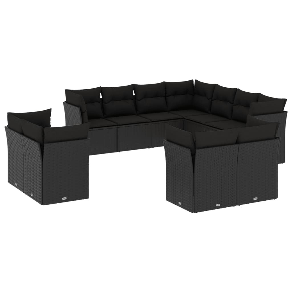 11-delige Loungeset met kussens poly rattan zwart is nu te koop bij PeponiXL, paradijselijk wonen!