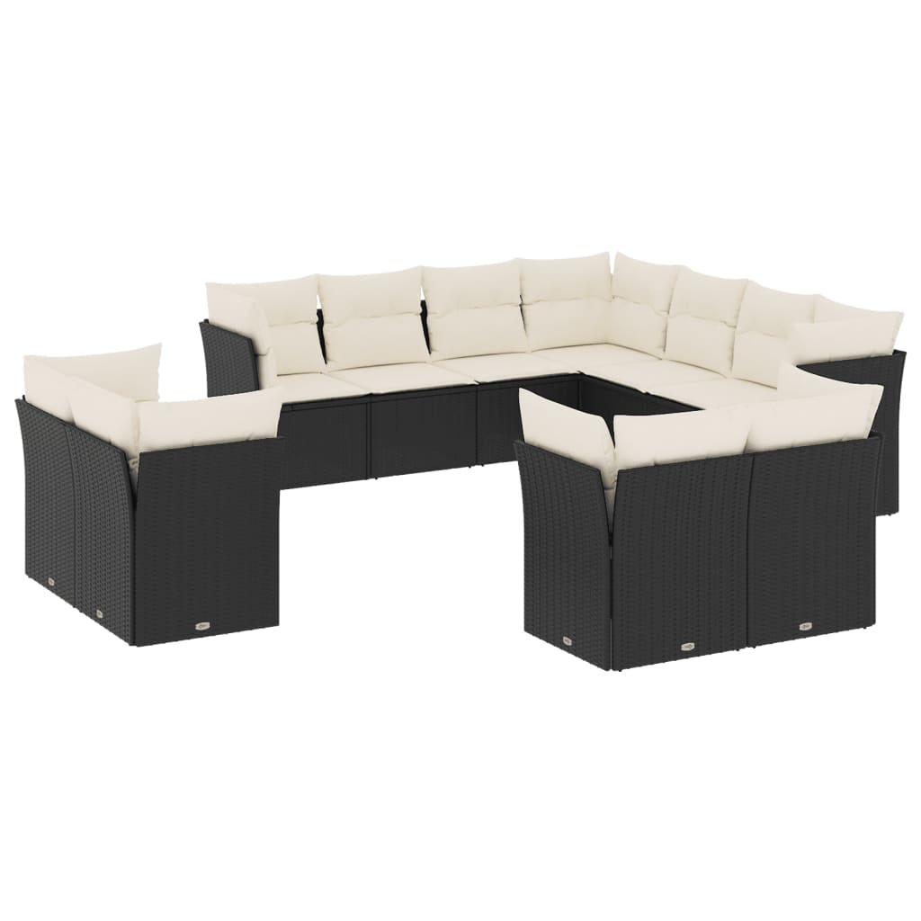 11-delige Loungeset met kussens poly rattan zwart is nu te koop bij PeponiXL, paradijselijk wonen!