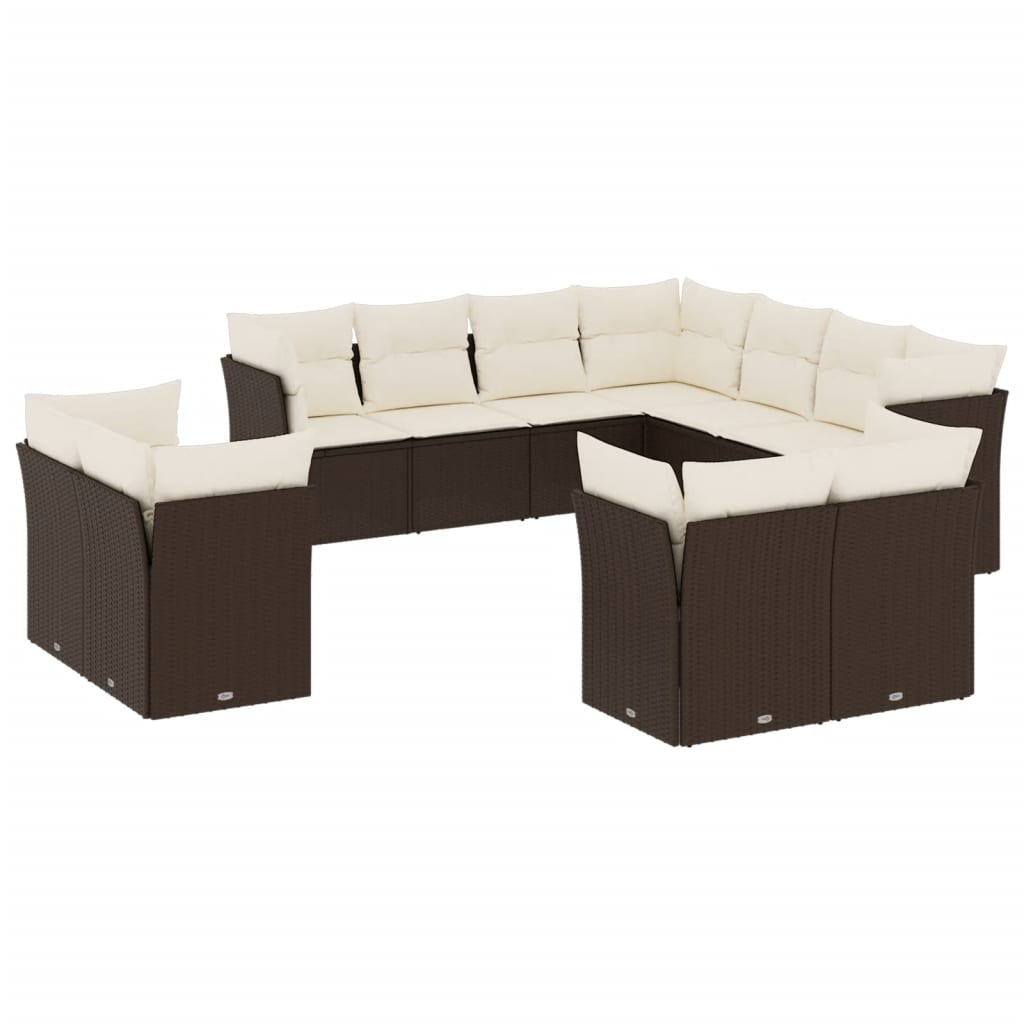 11-delige Loungeset met kussens poly rattan bruin is nu te koop bij PeponiXL, paradijselijk wonen!
