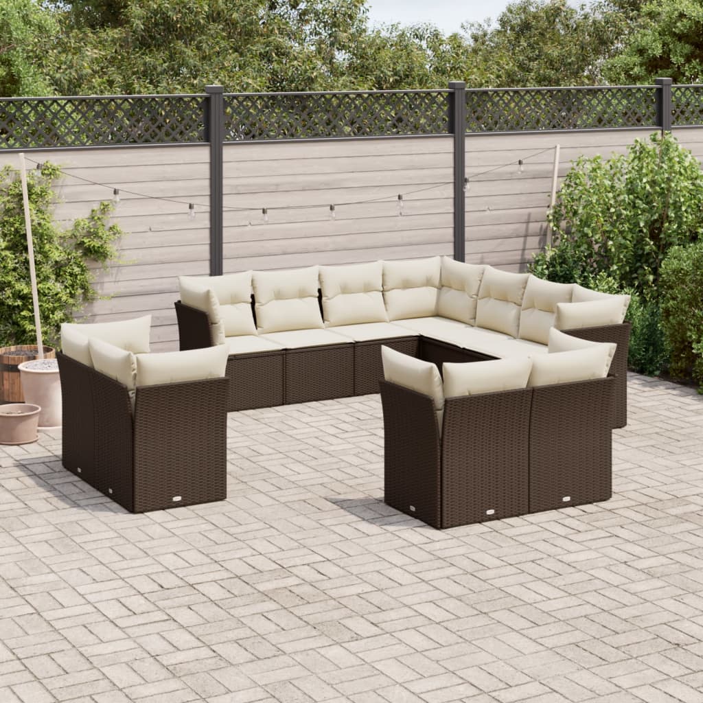 11-delige Loungeset met kussens poly rattan bruin is nu te koop bij PeponiXL, paradijselijk wonen!